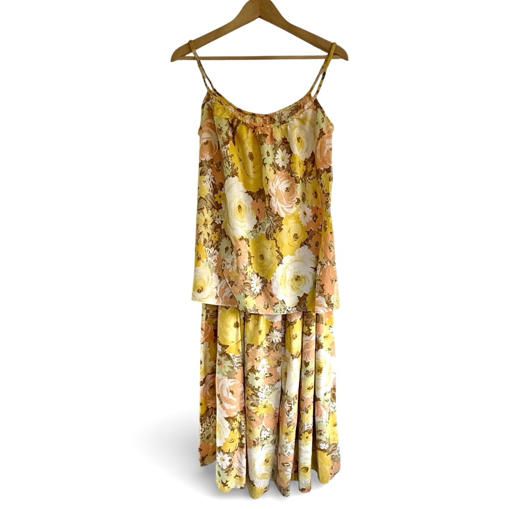 Vintage Floral Yellow and White Skirt and Tank Dress Set Easter - Picture 3 of 11